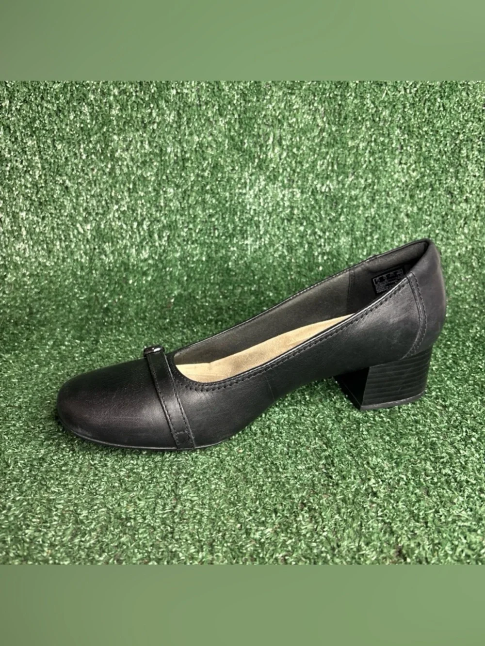 Clarks Marilyn Nora  Black Leather‎ Casual Pumps Size 10 M Heels Shoes